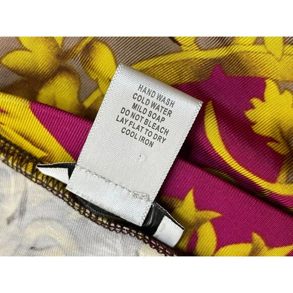 Cache Women's M Yellow Rayon Blouse Y2k Stretch Baroque Print Boho One Shoulder - Picture 4 of 7